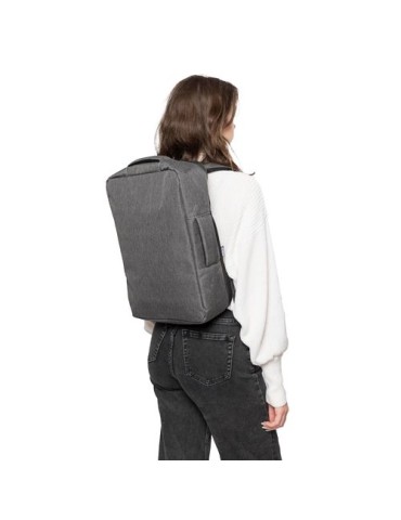 Sac à dos porte-ordinateur en rPET 300D Eulalia Matières : polyester Couleurs : noir personnalisable avec votre logo