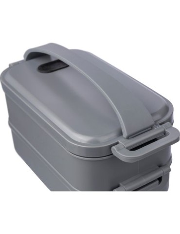 Lunch box en PP d’une capacité totale de 1 600 ml Selwyn Matières : silicone Couleurs : noir impression logo haute qualité