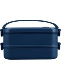 Lunch box en PP d’une capacité totale de 1 600 ml Selwyn Matières : silicone Couleurs : bleu personnalisable avec votre logo