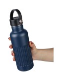 Gourde double paroi de 500 ml en acier inoxydable recyclé Lior Matières : silicone Couleurs : gris marquage couleur éclatante