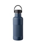Gourde double paroi de 500 ml en acier inoxydable recyclé Lior Matières : silicone Couleurs : bleu personnalisable avec votre lo