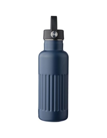Gourde double paroi de 500 ml en acier inoxydable recyclé Lior Matières : silicone Couleurs : bleu marquage laser ultra précis