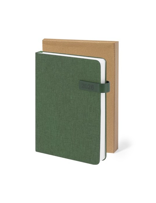 Agenda Mylok Matières : PET recyclé Couleurs : vert marquage laser ultra précis