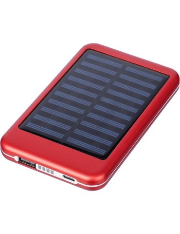 Chargeur solaire en aluminium Tycho Matières : aluminium Couleurs : rouge impression haute définition