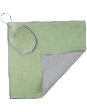 Serviette de golf en rPET Idris Matières : PET recyclé Couleurs : rouge personnalisation sur mesure