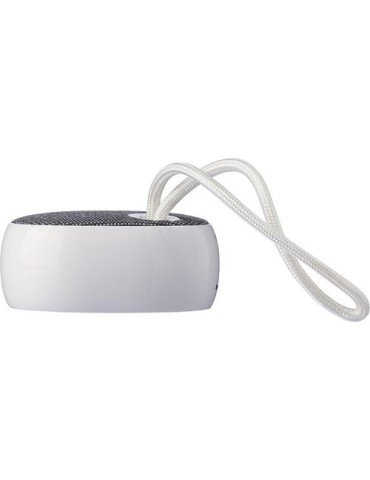 Enceinte en ABS recyclé Mireya Matières : nylon Couleurs : blanc marquage laser ultra précis