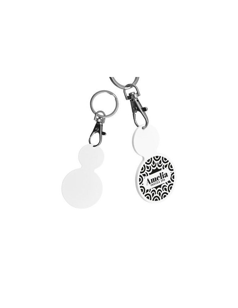 PORTE-CLE MOUSQUETON AVEC JETON FORME ROND Ø35