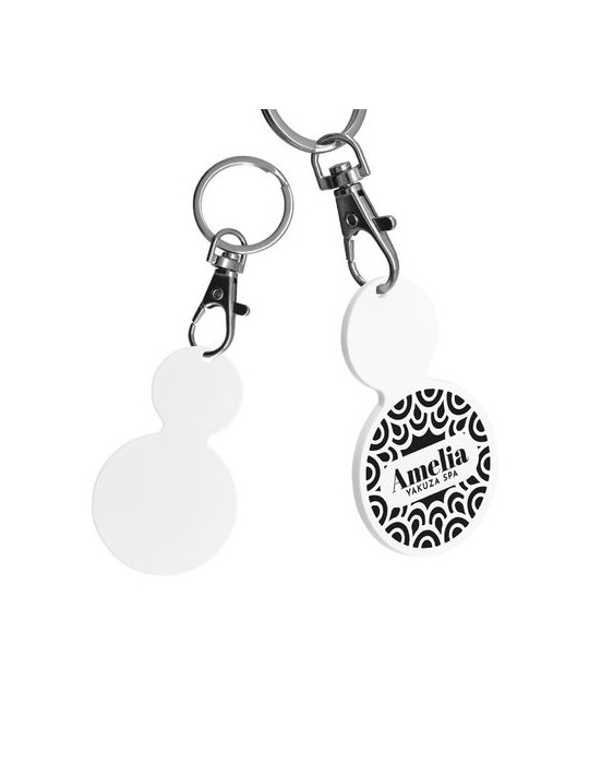 PORTE-CLE MOUSQUETON AVEC JETON FORME ROND Ø35