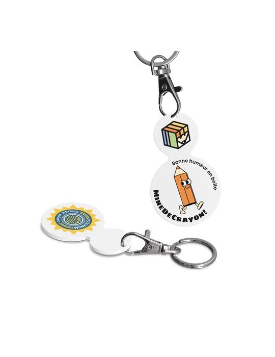 PORTE-CLE MOUSQUETON AVEC JETON FORME ROND Ø35