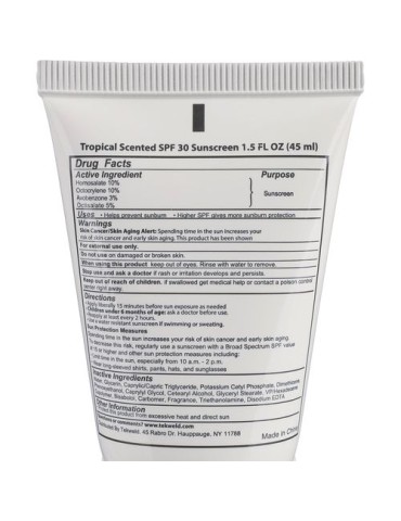 Crème solaire SPF30 Maelis Matières : polyéthylène (PE) Couleurs : blanc cadeau entreprise pas cher