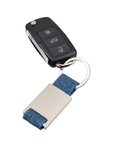 Porte-clés en denim Ori Matières : métal Couleurs : bleu cadeau entreprise pas cher