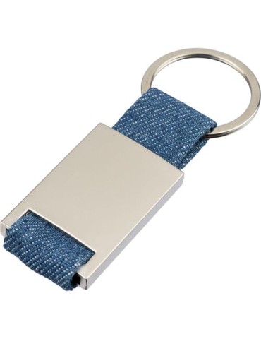 Porte-clés en denim Ori Matières : métal Couleurs : bleu goodies publicitaire événementiel