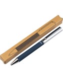 Stylo à bille rotatif en laiton Jalen Matières : acier inoxydable Couleurs : bleu goodies publicitaire événementiel