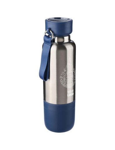 Gourde double paroi de 500 ml en acier inoxydable Zev Matières : polyester Couleurs : noir objet publicitaire robuste