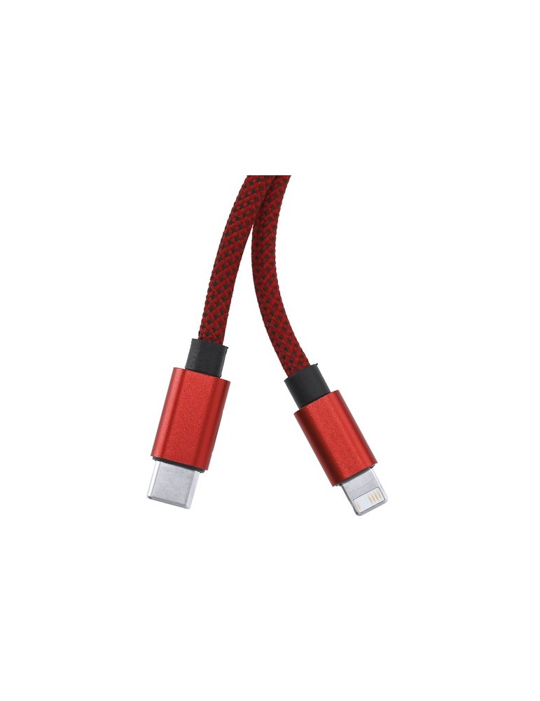 Câble de Charge Briony Matières : polyester Couleurs : rouge objet promo petit budget