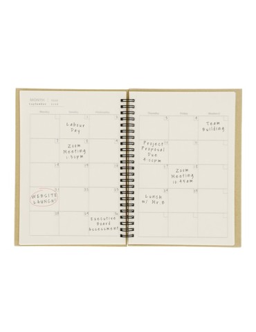 Cahier Planning Mensuel Celik Matières : carton recyclé Couleurs : naturel impression haute définition