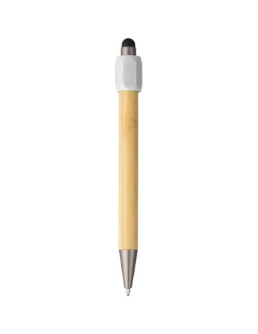 Stylo bille en bambou avec fonction spinner Fenn Matières : bambou Couleurs : blanc impression haute définition