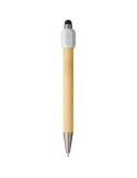 Stylo bille en bambou avec fonction spinner Fenn Matières : bambou Couleurs : blanc impression haute définition