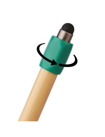 Stylo bille en bambou avec fonction spinner Fenn Matières : bambou Couleurs : blanc goodies publicitaire événementiel
