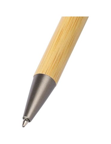 Stylo bille en bambou avec fonction spinner Fenn Matières : bambou Couleurs : blanc marquage laser ultra précis
