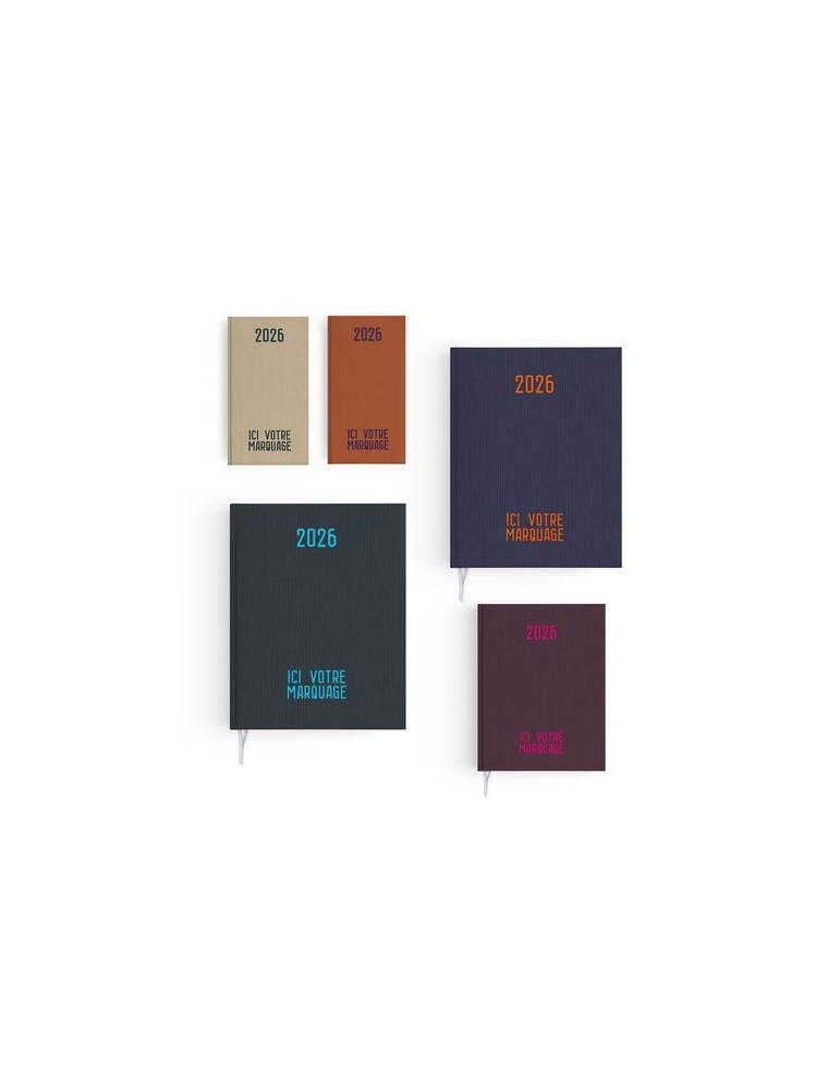 AGENDA EMBOITE TOILE 2026 - MINI 90 x 165 mm - COUVERTURE ARDOISE - SANS MARQUAGE