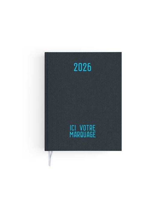 AGENDA EMBOITE TOILE 2026 - MINI 90 x 165 mm - COUVERTURE ARDOISE - SANS MARQUAGE