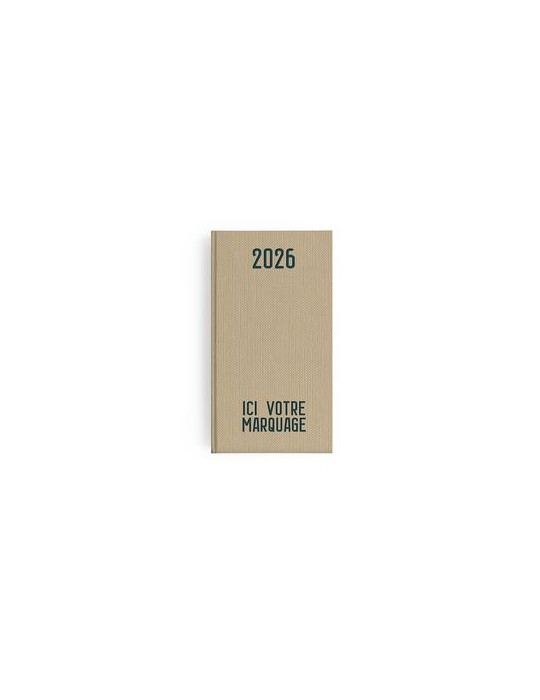 AGENDA EMBOITE TOILE 2026 - MINI 90 x 165 mm - COUVERTURE ARDOISE - SANS MARQUAGE