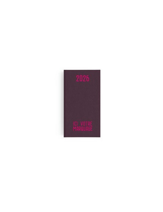 AGENDA EMBOITE TOILE 2026 - MINI 90 x 165 mm - COUVERTURE ARDOISE - SANS MARQUAGE