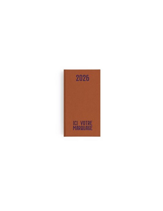 AGENDA EMBOITE TOILE 2026 - MINI 90 x 165 mm - COUVERTURE ARDOISE - SANS MARQUAGE