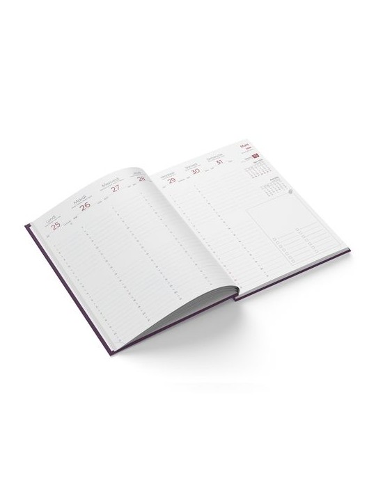 AGENDA EMBOITE TOILE 2026 - MINI 90 x 165 mm - COUVERTURE ARDOISE - SANS MARQUAGE