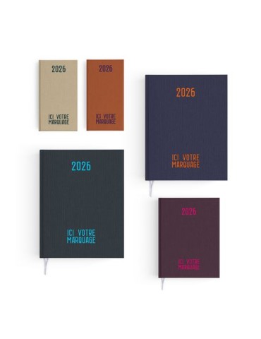 AGENDA EMBOITE TOILE 2026 - MINI 90 x 165 mm - COUVERTURE ARDOISE - SANS MARQUAGE 2