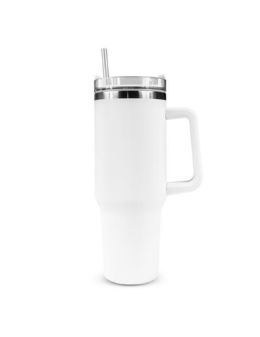 Mug isotherme 1200 ml avec poignée ergonomique | Stasimus Matières : acier inoxydable Couleurs : blanc cadeau collaborateur prem