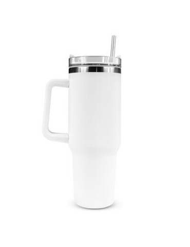 Mug isotherme 1200 ml avec poignée ergonomique | Stasimus Matières : acier inoxydable Couleurs : blanc accessoire événementiel u