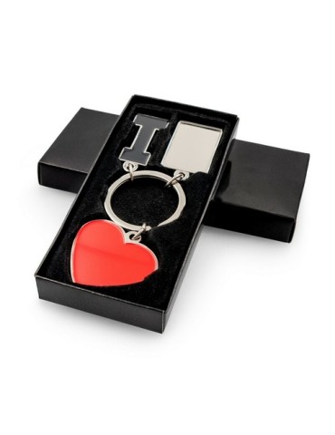 Porte-clés "I love ..." avec plaque en métal | Lydus