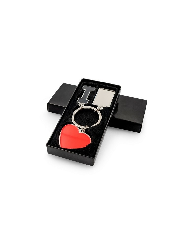 Porte-clés "I love ..." avec plaque en métal | Lydus