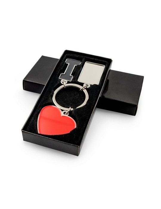 Porte-clés "I love ..." avec plaque en métal | Lydus