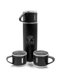 Thermos 420 ml et 3 mugs 150 ml | Quavean Matières : acier inoxydable Couleurs : noir