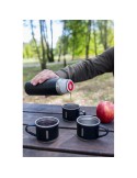 Thermos 420 ml et 3 mugs 150 ml | Quavean Matières : acier inoxydable Couleurs : noir personnalisable avec votre logo