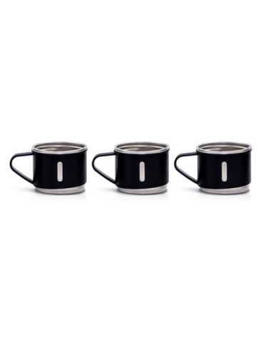 Thermos 420 ml et 3 mugs 150 ml | Quavean Matières : acier inoxydable Couleurs : noir marquage laser ultra précis