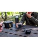 Thermos 420 ml et 3 mugs 150 ml | Quavean Matières : acier inoxydable Couleurs : noir impression logo haute qualité