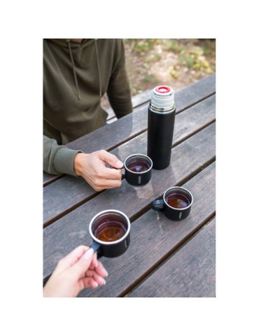 Thermos 420 ml et 3 mugs 150 ml | Quavean Matières : acier inoxydable Couleurs : noir cadeau client original