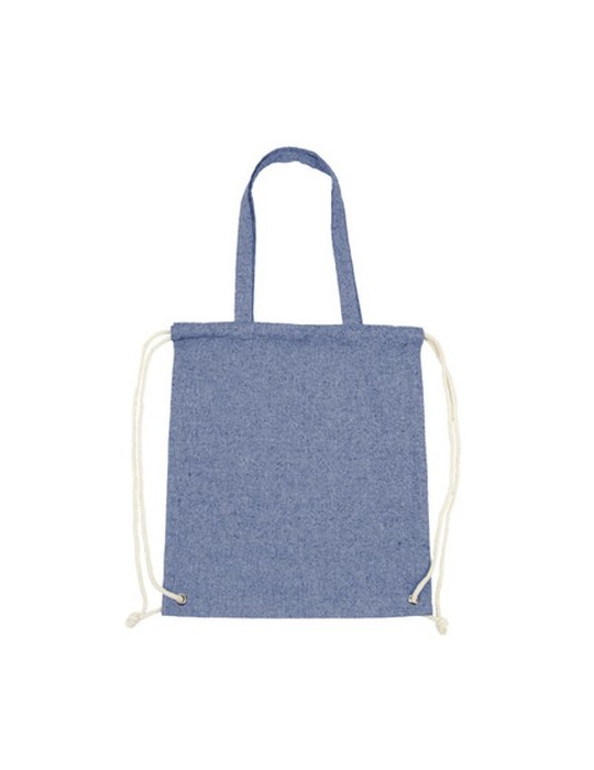 Sac en coton recyclé 2 en 1, sac à cordon et sac shopping | Jamarion