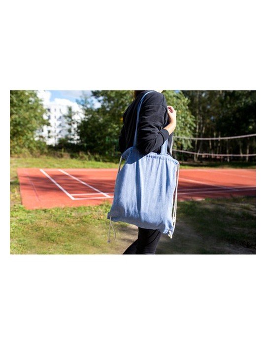 Sac en coton recyclé 2 en 1, sac à cordon et sac shopping | Jamarion