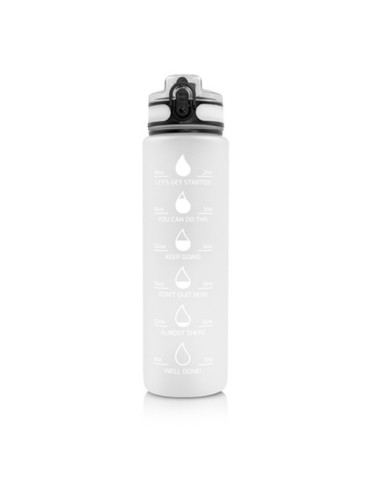 Bouteille de motivation 1000 ml | Bennie Matières : Polycarbonate (PC) Couleurs : blanc personnalisation rapide en France