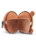 Ours en peluche, oreiller de voyage, masque de nuit | Ren Couleurs : brun cadeau entreprise pas cher