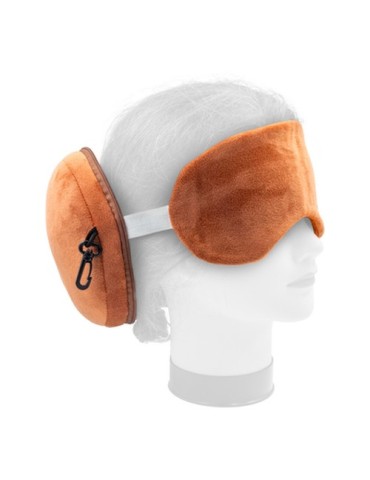 Ours en peluche, oreiller de voyage, masque de nuit | Ren Couleurs : brun goodies publicitaire événementiel