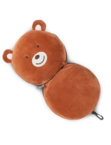 Ours en peluche, oreiller de voyage, masque de nuit | Ren Couleurs : brun objet promotionnel éco-responsable