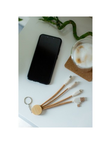 Câble de charge en liège B'RIGHT, élément en bambou, porte-clés | Antez 2