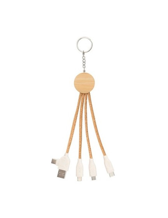 Câble de charge en liège B'RIGHT, élément en bambou, porte-clés | Antez