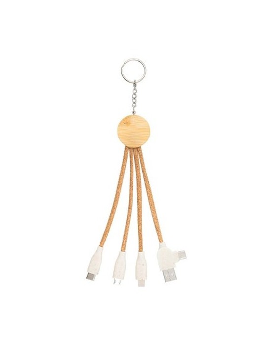 Câble de charge en liège B'RIGHT, élément en bambou, porte-clés | Antez